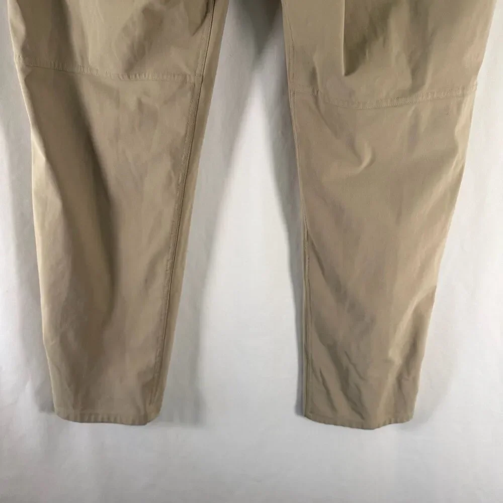 Lululemon ABC Pants Men's 36 Khaki Brown Chino Flat Front Tech Fit Button Zip